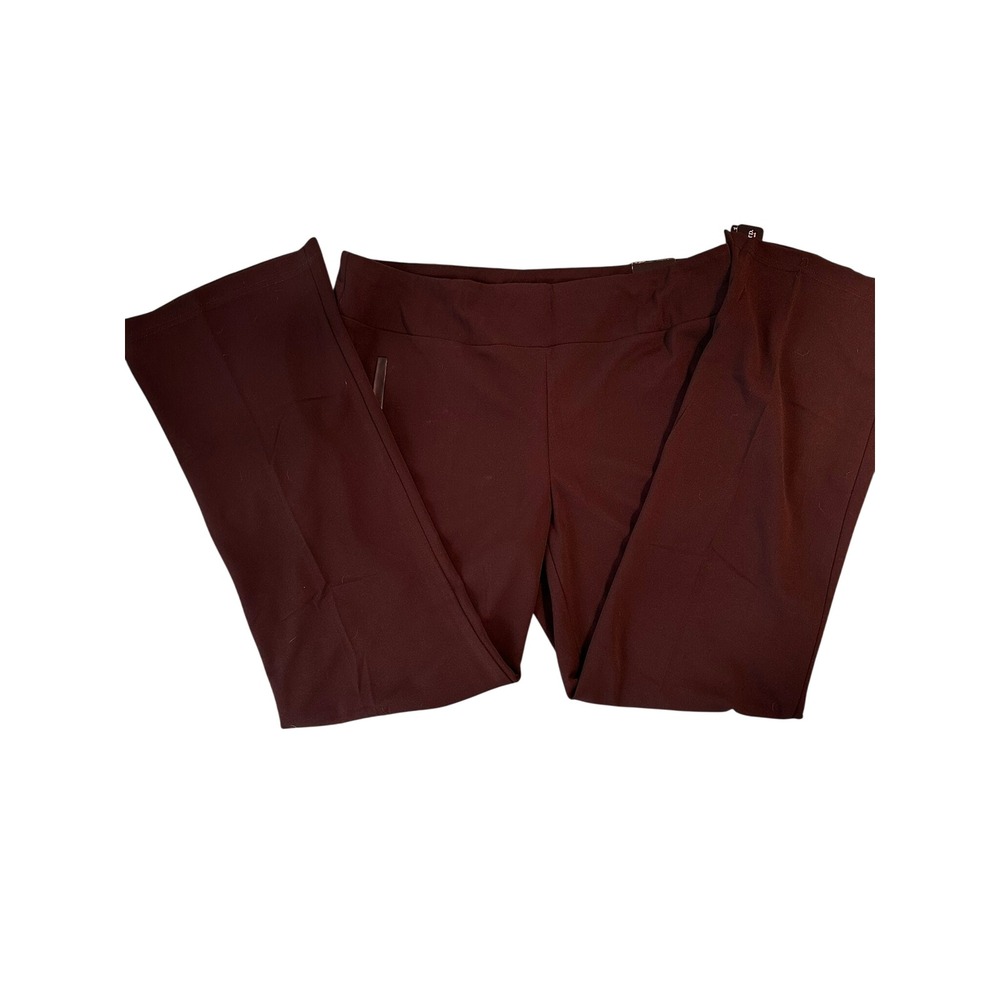 Soho Apparel Ltd Burgundy Flare Leg Dress Pants Faux Leather Trim XL NWT